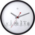 nXt - Stille Wandklok - 30 cm - Plastic - Zwart/Wit - 'Worldtour'