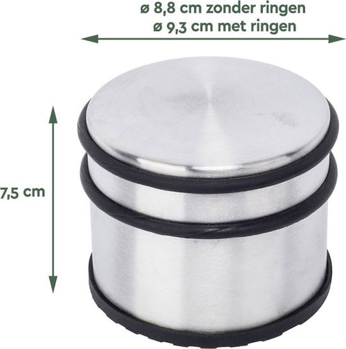 BRASQ Deurstopper met anti slip RVS 1,1 Kg - Voor binnen en buiten - Deurbuffer met rubberen bescherming Ø9 x 7,5 cm