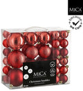 Mica Decorations Christmas Baubles Set - 46 Pieces - Ø4 cm, Ø6 cm and Ø8 cm - Unbreakable - Red