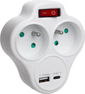 Maclean - stopcontact splitter met 2 stopcontacten en USB A/C 2,4A - type E - 2x16A - MCE336 E