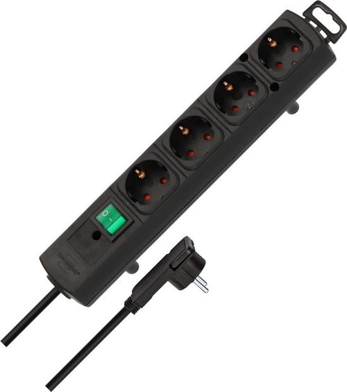 Brennenstuhl Comfort-Line Plus 4-way power strip (with flat plug, switch, 2 m cable and extra wide spacing between sockets) color: black