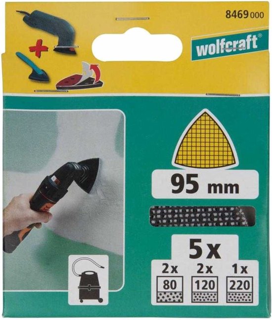 wolfcraft - Set zelfhechtende slijproosters 5-delig, voor gipskarton - 8469000