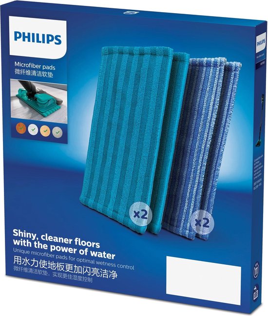 Philips XV1700/01 Dweilpad microvezel – 4 stuks, blauw – foto 1 van 2