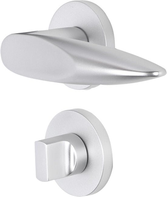Impresso Sutton Deurkruk met rozet en toiletsluiting – rond, aluminium – foto 2 van 4