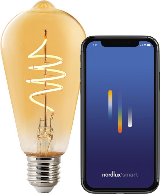 Nordlux ST64 Smart lamp – E27 4,7 W, 1800 K warmwit – foto 1 van 4