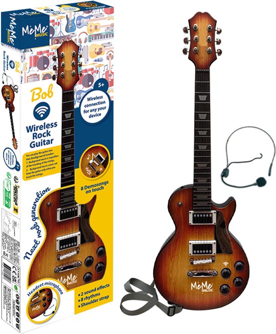 MeMe Wireless Rock Guitar Bob speelgoedgitaar – draadloos, hout – foto 2 van 2