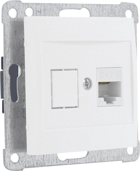 Smartwares S2 Contactdoos telefoon/data – 2 × 8-polig, RJ11/RJ12/RJ45 – foto 1 van 4