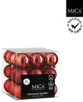 Mica Decorations Christmas Balls Unbreakable 6 cm 27 Pieces Red