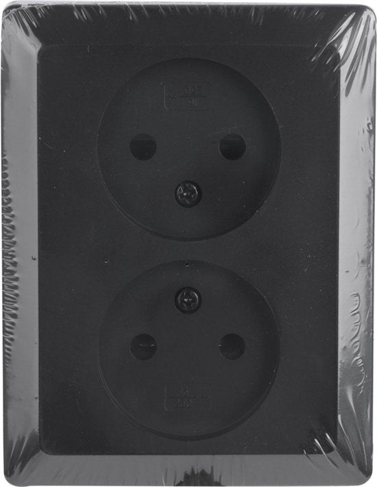 Q-Link Dubbel Stopcontact - Wandcontactdoos - Inbouw Contactdoos met Shutter - Zwart