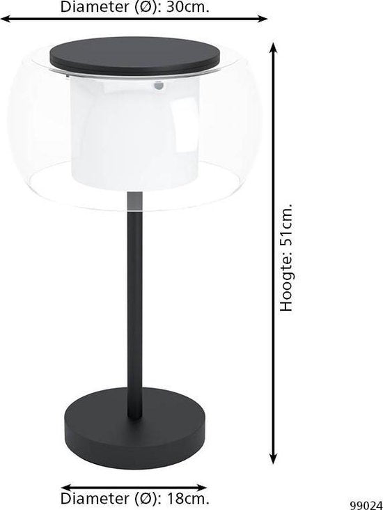 EGLO Briaglia-C Tafellamp – 15 W LED dimbaar, warm wit – foto 4 van 4