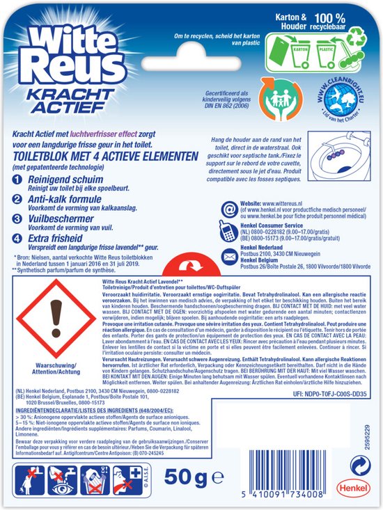 Witte Reus Kracht Actief Toiletblok – lavendel, anti-kalk – foto 4 van 4