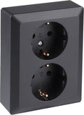 Q-Link Double Socket – Wall Socket with Child Safety and Touch Protection – Flush Mount – Black