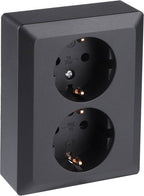 Q-Link Dubbel stopcontact inbouw – met kinderbeveiliging, zwart – foto 1 van 4