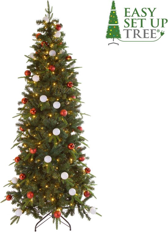 Excellent TreesÂ® Avik LED Pop-up Kerstboom met Ballen 210 cm - Easy Set Up Tree