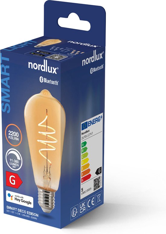 Nordlux ST64-lichtbron-smart-filament-E27-gold-deco spiral-2200K