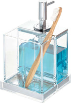 iDesign Zeepdispenser met tandenborstelhouder – transparant, 2 vakken – foto 4 van 4