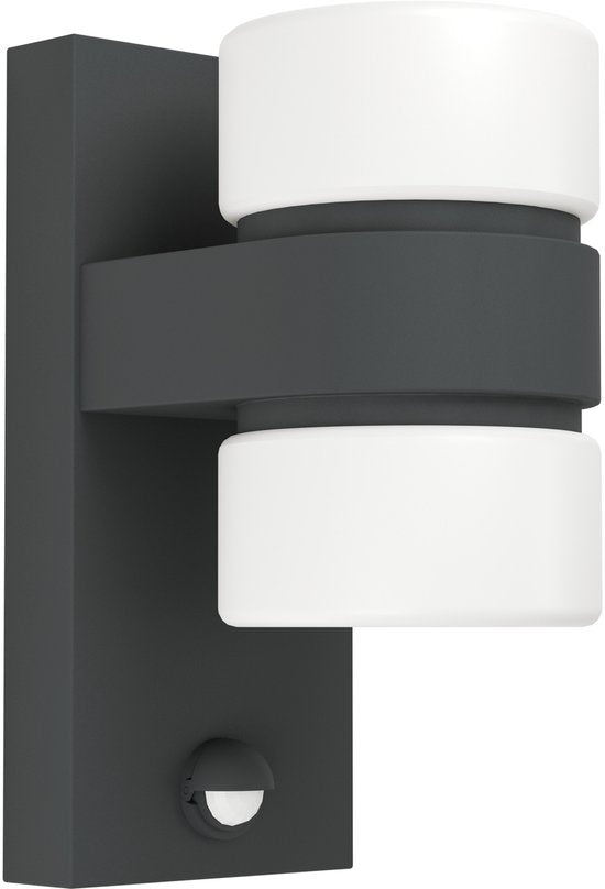 EGLO Atollari Wandlamp Buiten - LED - Bewegingssensor - 23 cm - Antraciet/Wit