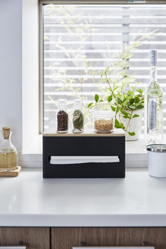 Yamazaki Rin tissuebox dubbelzijdig – 26 × 11 × 14 cm, staal en hout – foto 3 van 4