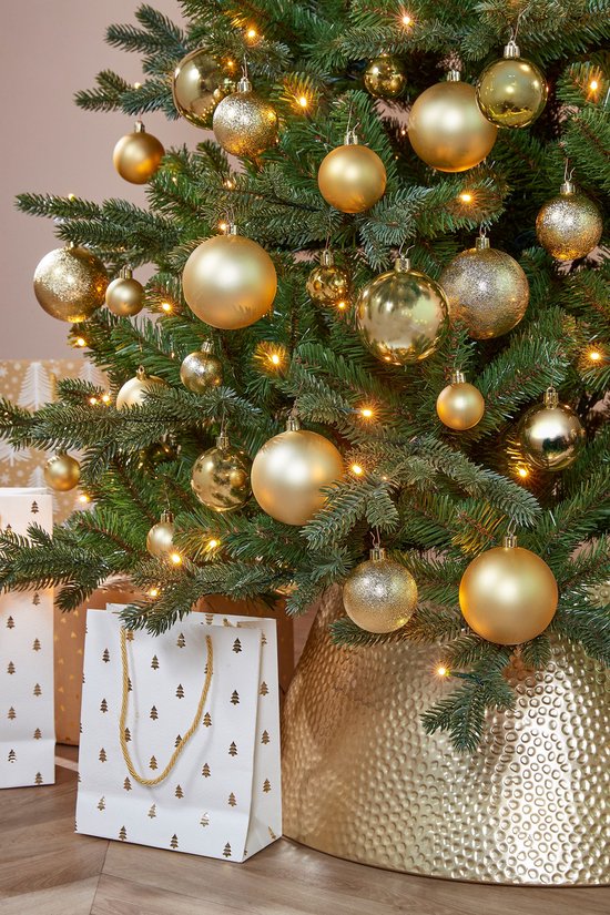 Mica Decorations Christmas Baubles Set - 46 Pieces - Ø4 cm, Ø6 cm and Ø8 cm - Unbreakable - Gold – foto 2 van 3