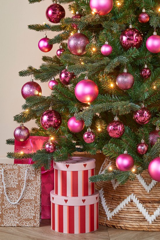 Mica Decorations Kerstballen set 46 stuks – onbreekbaar, fuchsia – foto 2 van 2