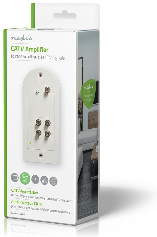 Nedis SAMP41140WT CATV-versterker – 23 dB, 4 uitgangen – foto 4 van 4