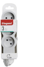 Legrand Premium Socket - Power Strip - Splitter 3X2P - Earthed Pin Belgium - Extension Cord 1.5 Meters - White & Grey – foto 3 van 4